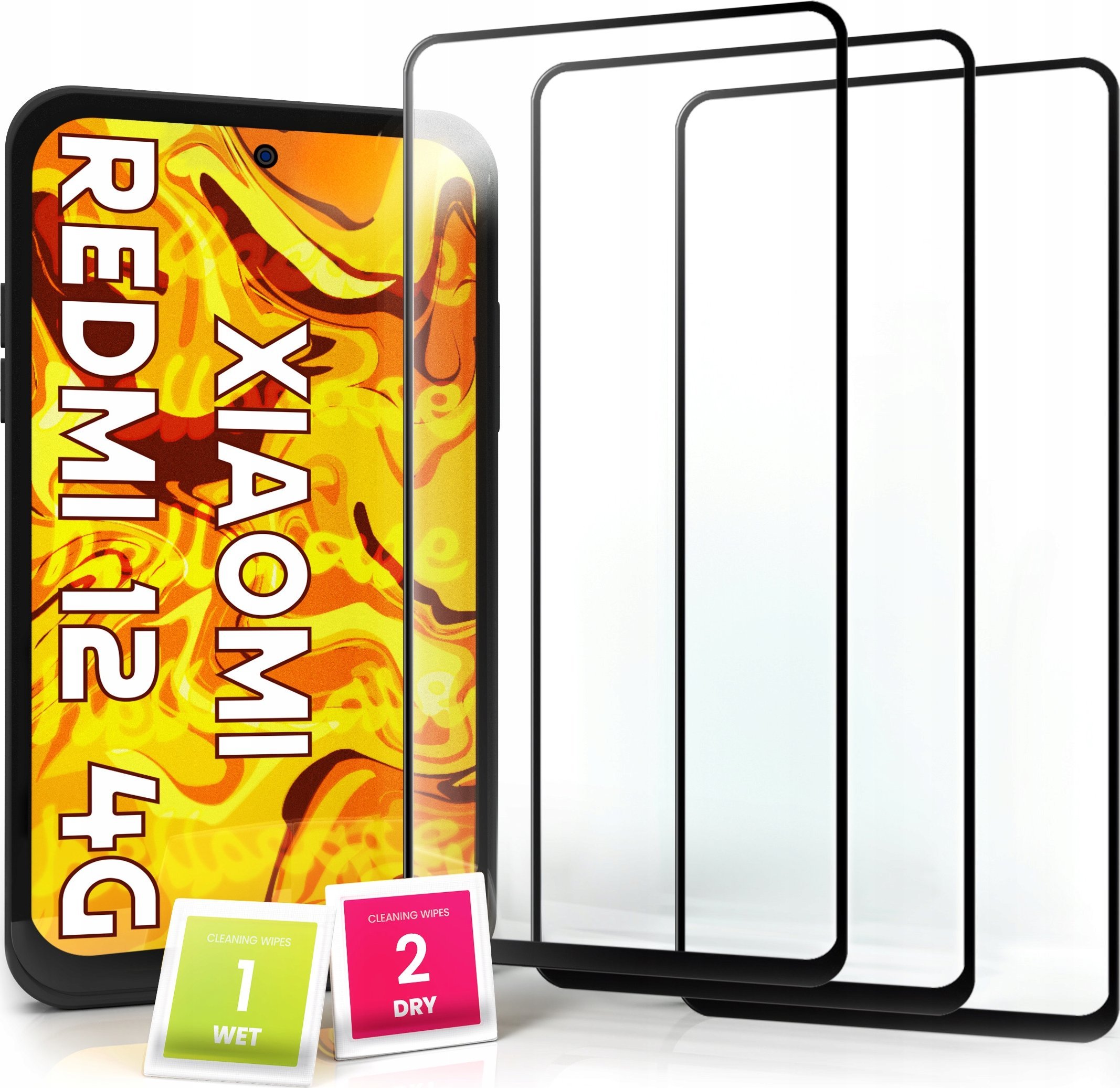 Hello Case 3-PAK Szkło Hartowane do Xiaomi Redmi 12 /13 (na cały ekran, 9H, ochronne)