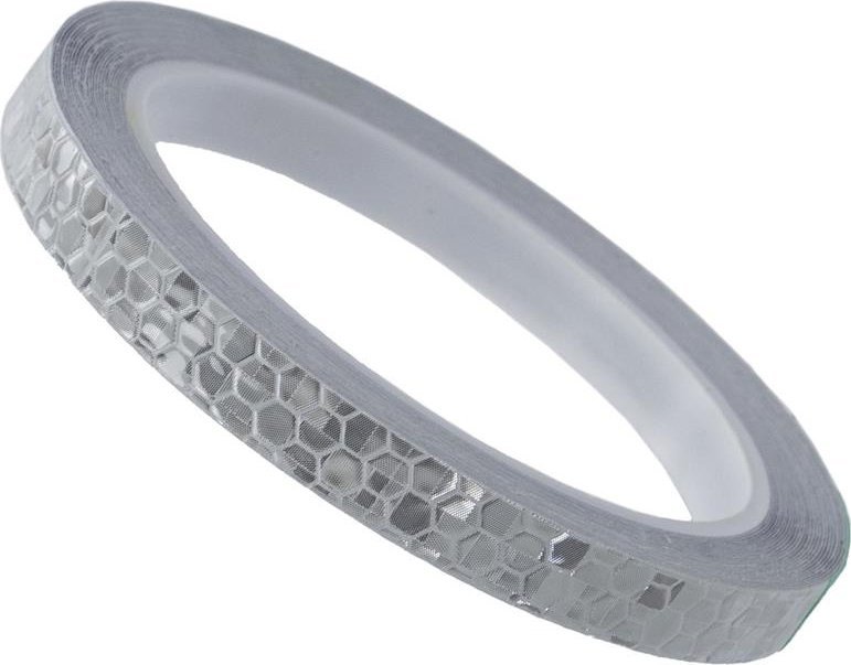 Odblaskowa taśma samoprzylepna 8m x 1 cm srebrna, na obręcz, ramę, kask