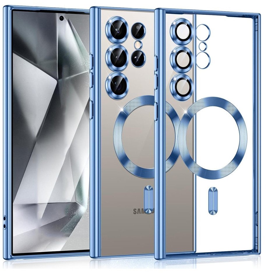 Etui Supero magnetyczne tpuplating do Galaxy S23 Ultra, przezroczysto-niebieskie