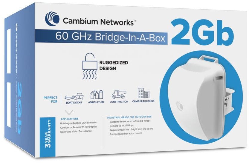 Cambium Networks 60GHz Bridge in a Box 2Gb with EU cord (C600510C031B)