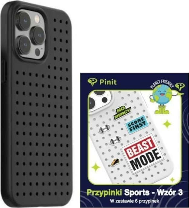Pinit Zestaw Etui Pinit Dynamic + Sports Pin iPhone 14 Pro Max 6.7" czarny/black wzór 3
