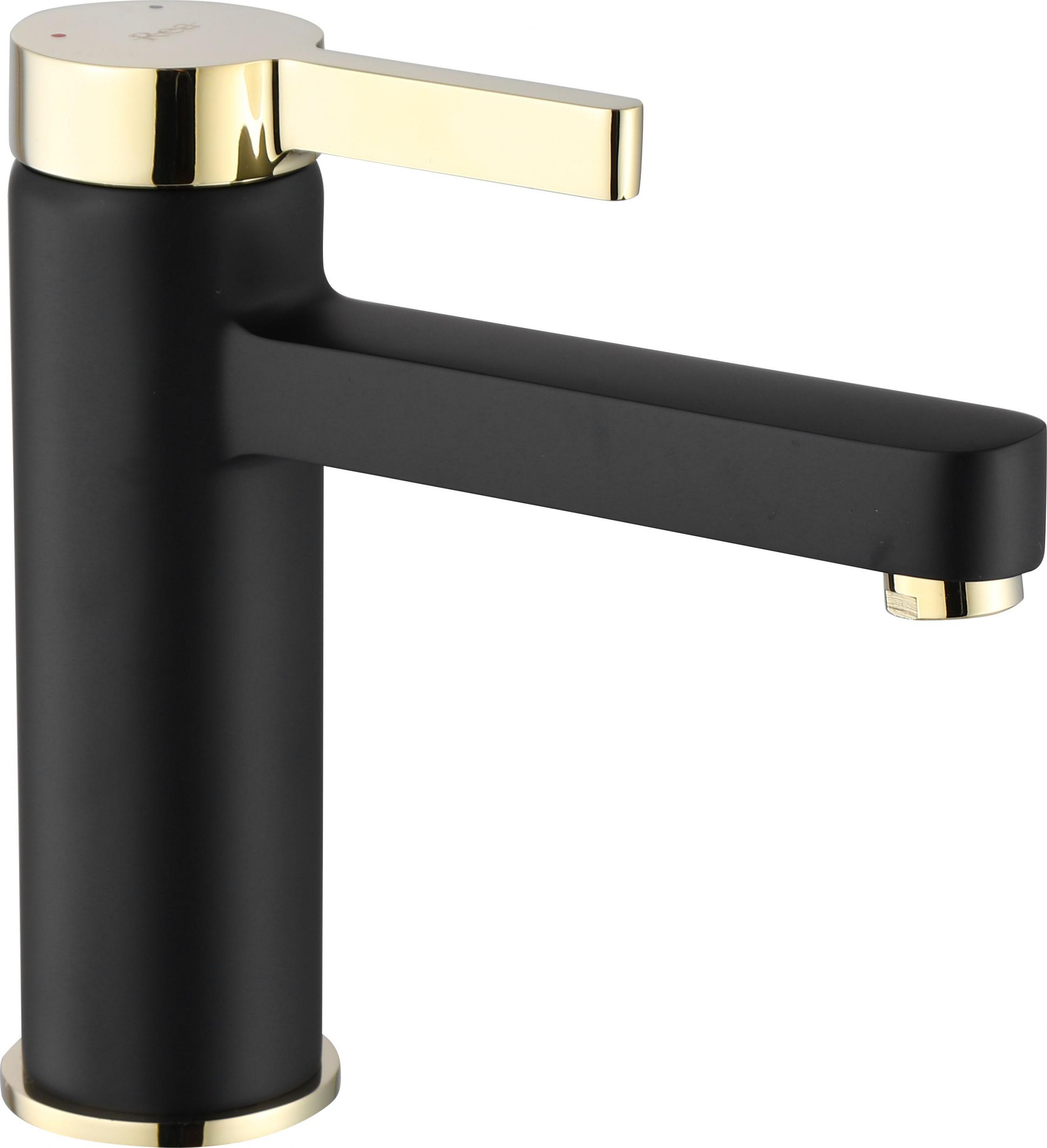 Bateria umywalkowa Rea Polo stojąca czarny mat + złoto (REA-B9977)