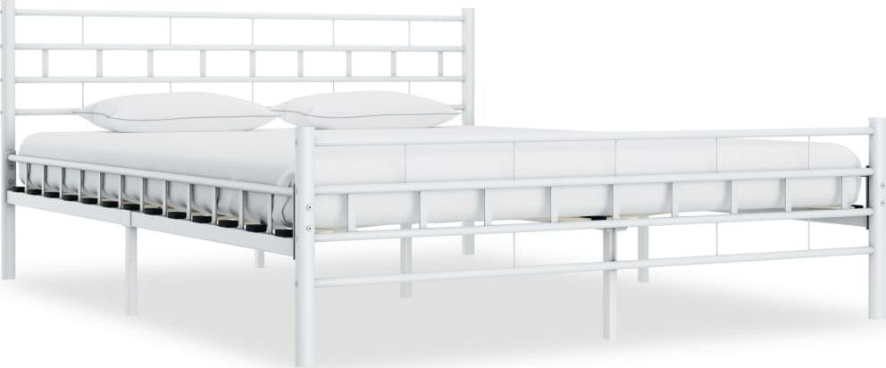 vidaXL Rama łóżka, biała, metalowa, 140 x 200 cm