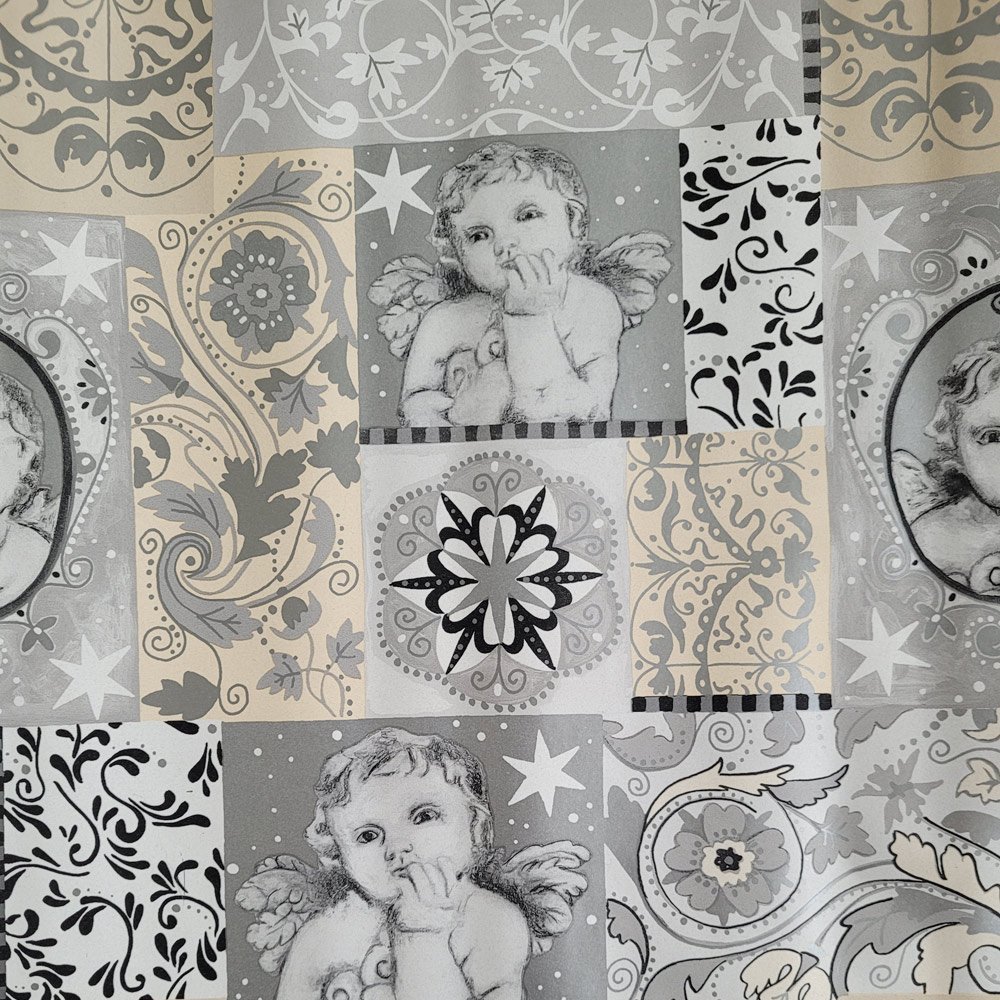 Papier szare aniołki do pakowania prezentów 70cmx2m 38m70