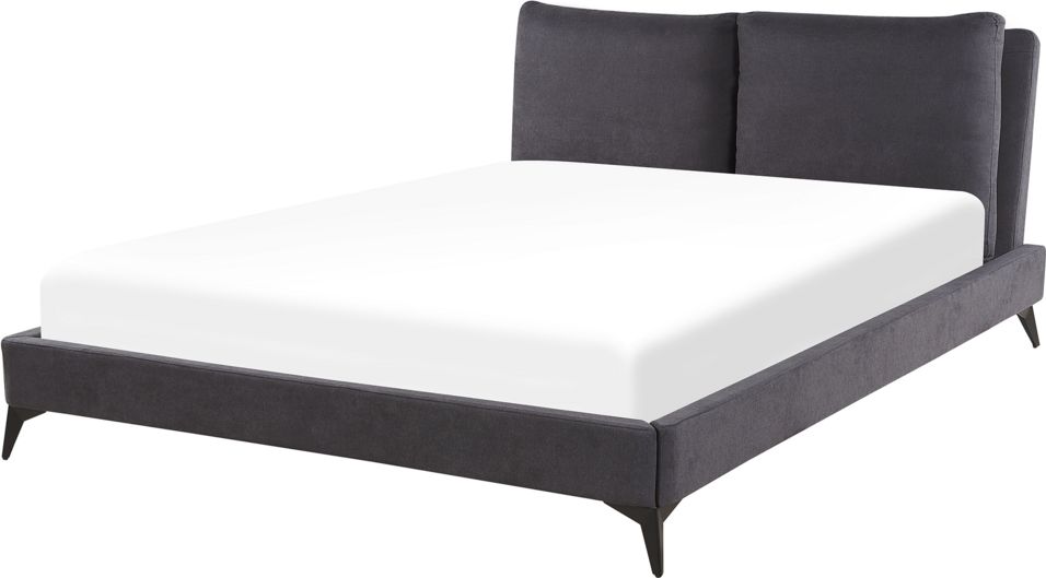 Beliani Łóżko welurowe 160 x 200 cm ciemnoszare MELLE