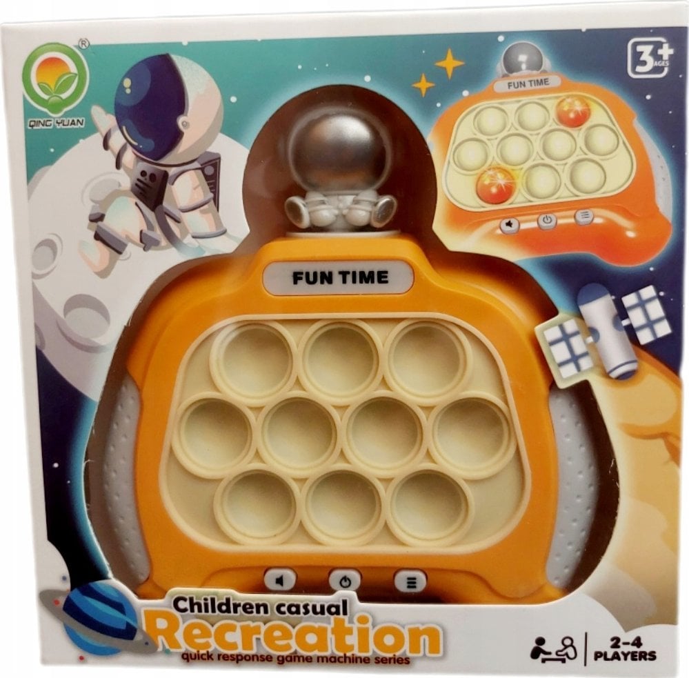 LeanToys Gra Sensoryczna Konsola Pop-It Kosmonauta Światła Dźwięki Żółta