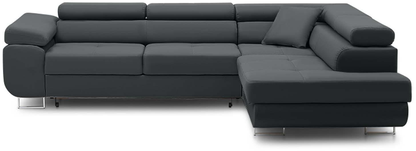 Duży narożnik, prawy, Bellezza, velvet, 270x206x87 cm, ciemny szary