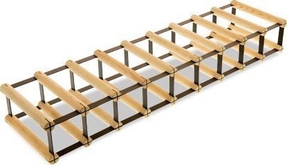 Wamar-Sosenka Regał na wino Stojak na 9 Butelek Szklanych/ PET RW-8/ 9x1 Surowy Naturalny Metal + Drewno RW-8-9x1-9