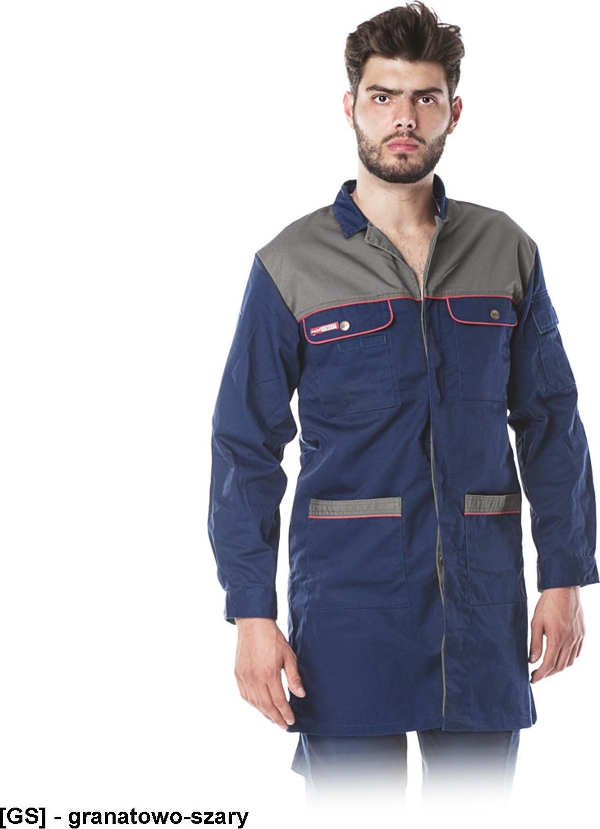 R.E.I.S. FF - Fartuch ochronny FOREST, wykonany z wysokiej jakości materiału - granatowo-szary 3XL