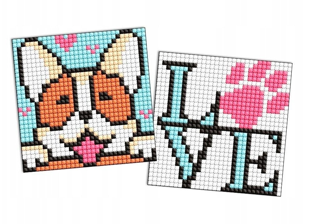 Diamentowa mozaika na naklejce IDEYKA, 9x9 cm, kids, uroczy mały piesek, 2 szt.