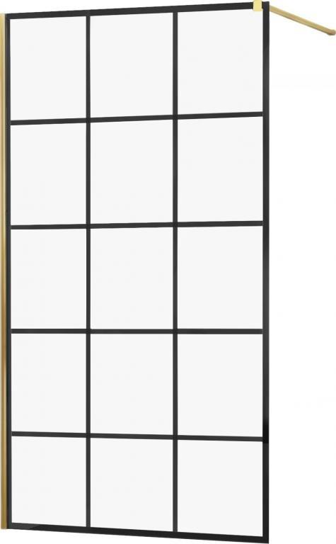 Mexen Mexen Kioto ścianka prysznicowa 120 x 200 cm, transparent/czarny wzór 8 mm, złoty - 800-120-101-50-77