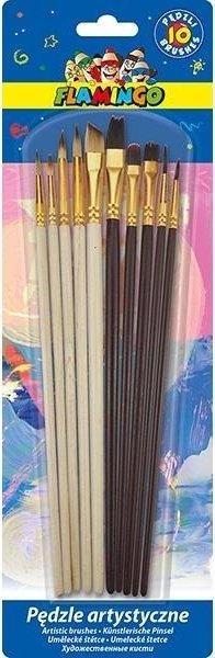 Pędzle artystyczne z drewnianym uchwytem 10szt