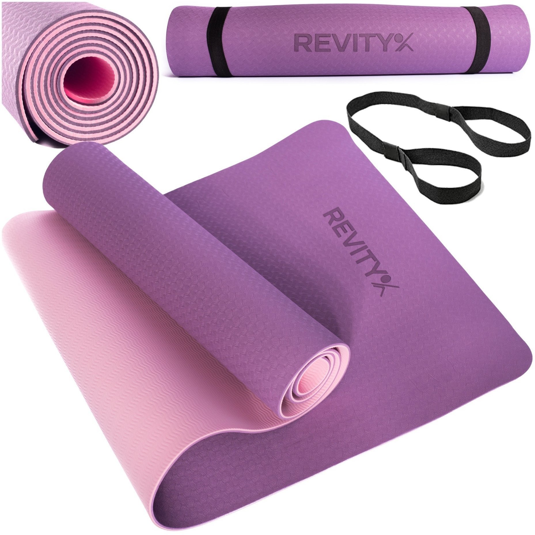 Mata treningowa do jogi ćwiczeń fitness pilatesu Revity 183 cm x 61 cm x 6 mm