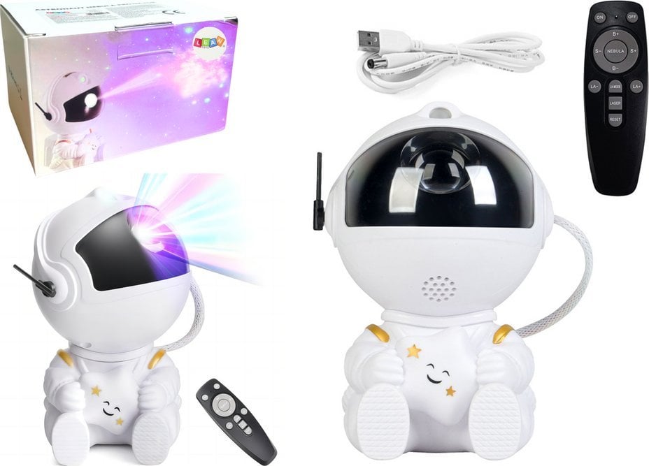 LeanToys Projektor Astronauta Z Gwiazdą LED USB Pilot Sterujący