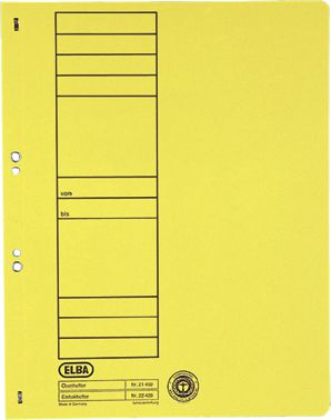 Elba Skoroszyt kartonowy oczkowy, A4, pełny, żółty (EB5249)