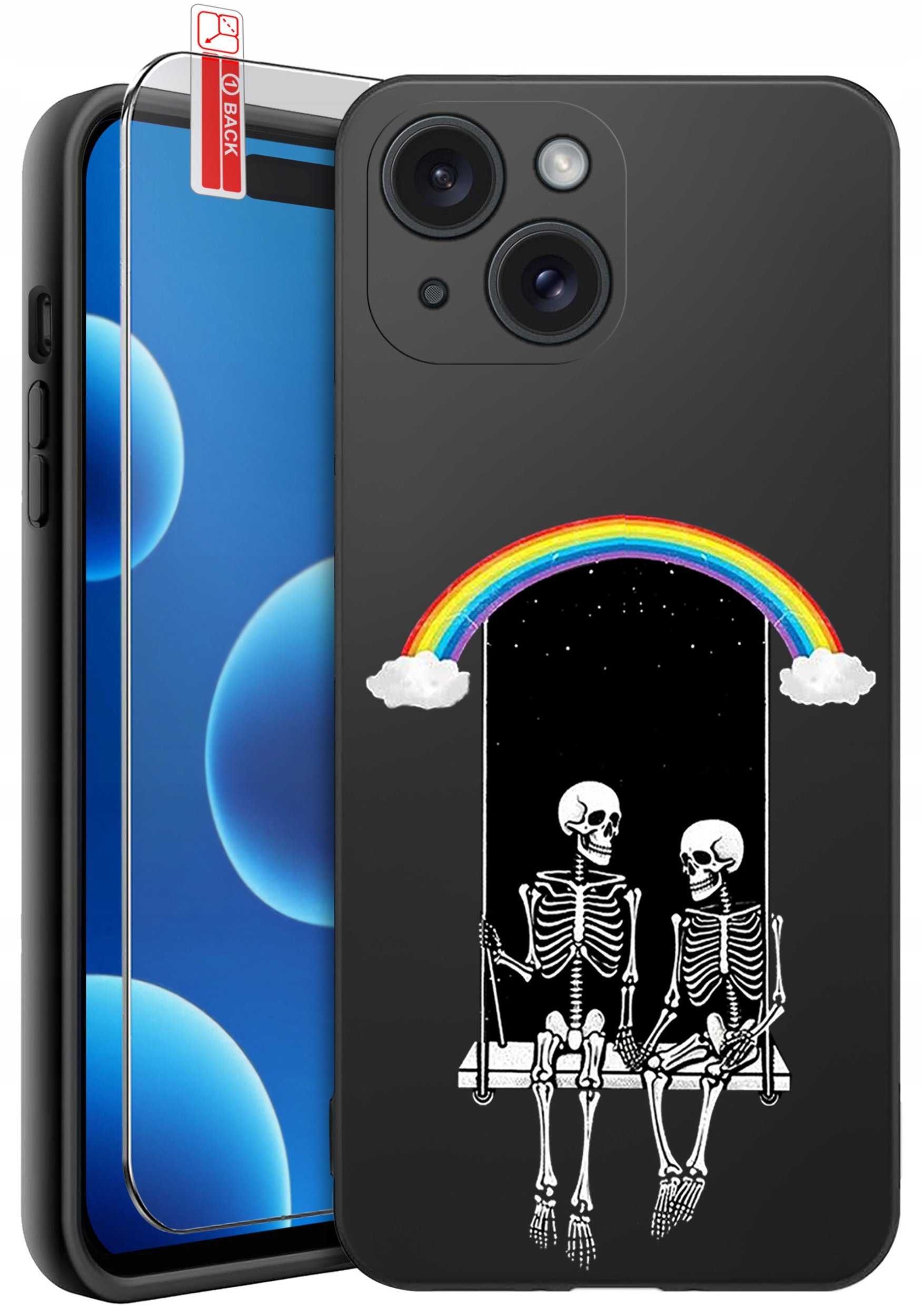 ETUI do iPhone 15 | WZORY | SILIKONOWE MATT CASE + SZKŁO 9H