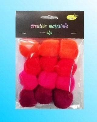 Titanum Pompony akrylowe czerwono-różowe 40mm 12szt