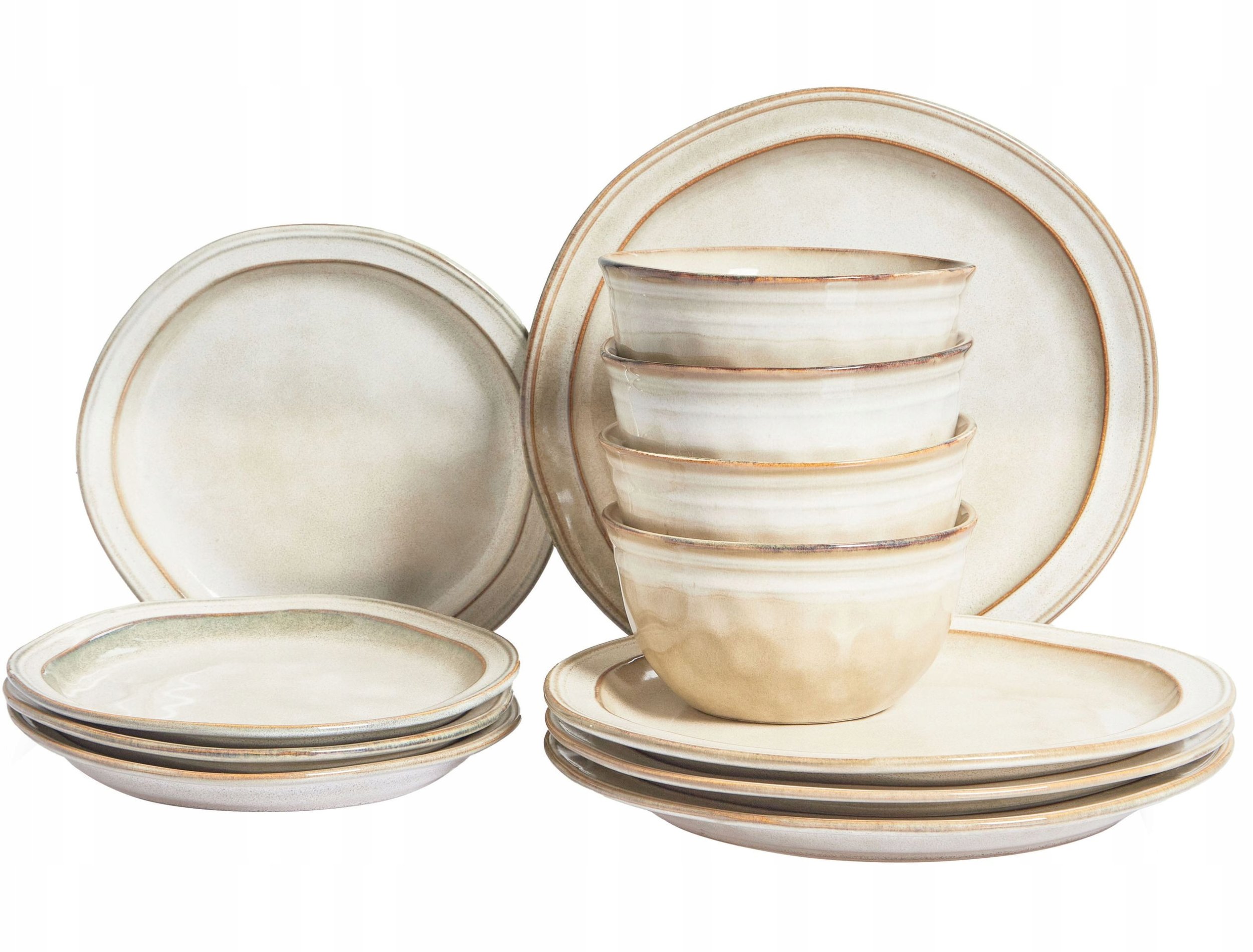Zastawa stołowa 12-częściowa CHIVES Kamionka Jasnobeżowy