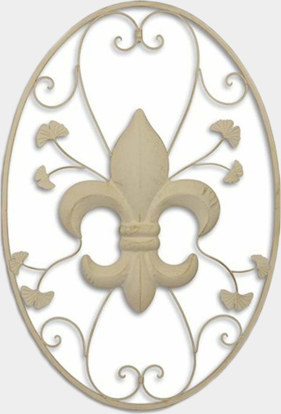 rzezbyzbrazu Metalowy Panel Ścienny Ażurowy Owalny Biały z Lilijką