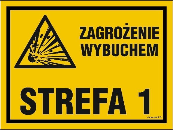 Mój dom Zagrożenie Wybuchem Strefa 1 300X225 Płyta Żółta Budowlana Znak Wodoodporny Libres Polska Sp Nb042_300X225_Bn 5904937401495
