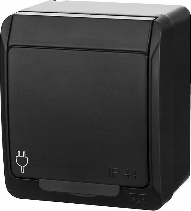 Elektro-Plast HERMES IP44 gniazdo natynkowe pojedyncze z uziemieniem 2P+Z schuko czarne 0324-09