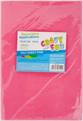 Craft with Fun CF OZDOBA DEK FILC ARKUSZ 20X30/5SZT ROZ 40/80