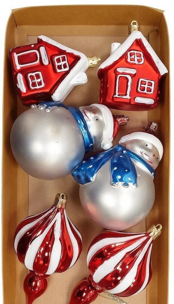 Bombki na choinkę 6szt Domek, Bałwan