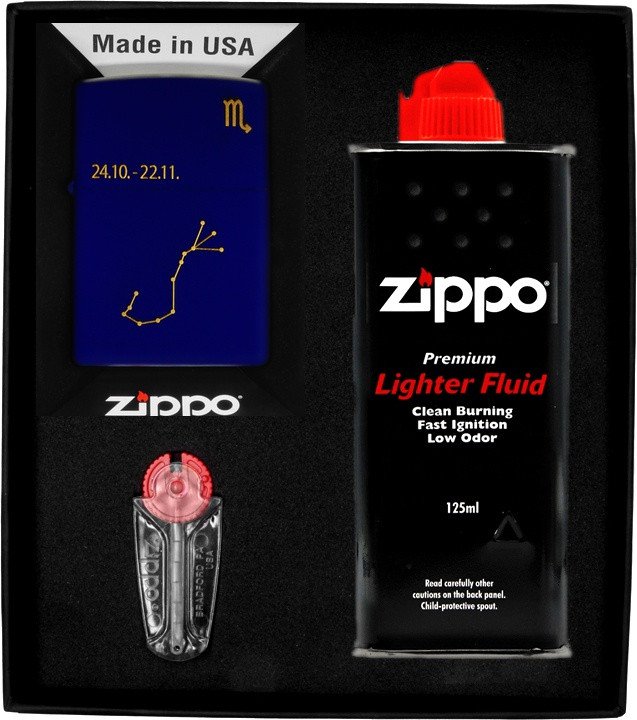 Zestaw ZIPPO Zapalniczka ZODIAC SCORPIO DESIGN SKORPION Prezentowy No1