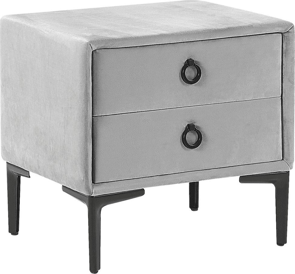Beliani Szafka nocna welurowa szara SEZANNE