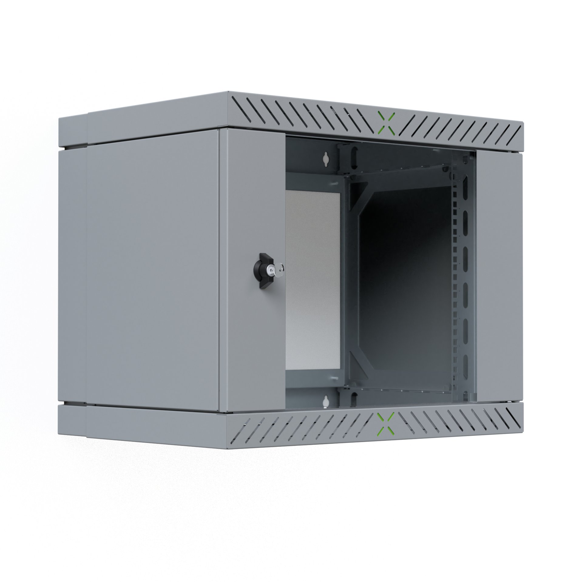 EFB 19" Wandgehäuse X-Rack mit Glastür 400-600mm 9HE grau