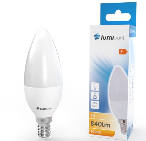 ŻARÓWKA LED ŚWIECA C37 E14 8W CIEPŁA LL2145