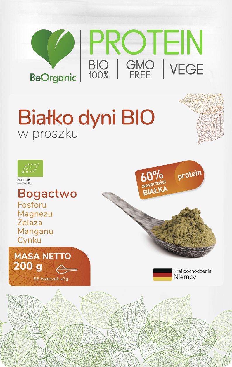Beorganic Białko Dyni Bio W Proszku 200G Beorganic Fosfor Magnez Żelazo Mangan Cynk Blonnik Pokarmowy