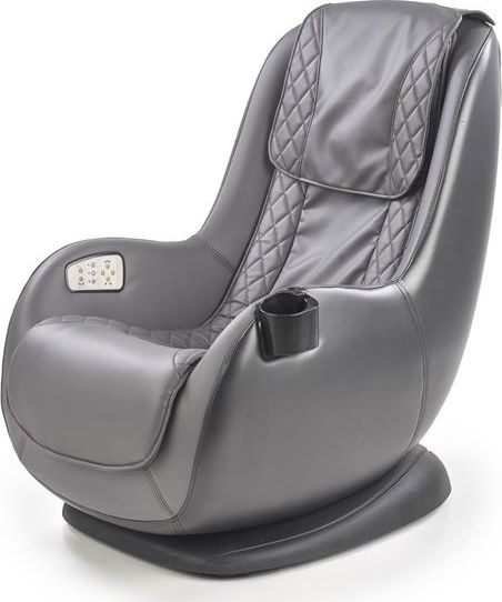 Halmar Fotel DOPIO ciemno szary/szary tapicerowany z funkcją masażu HALMAR