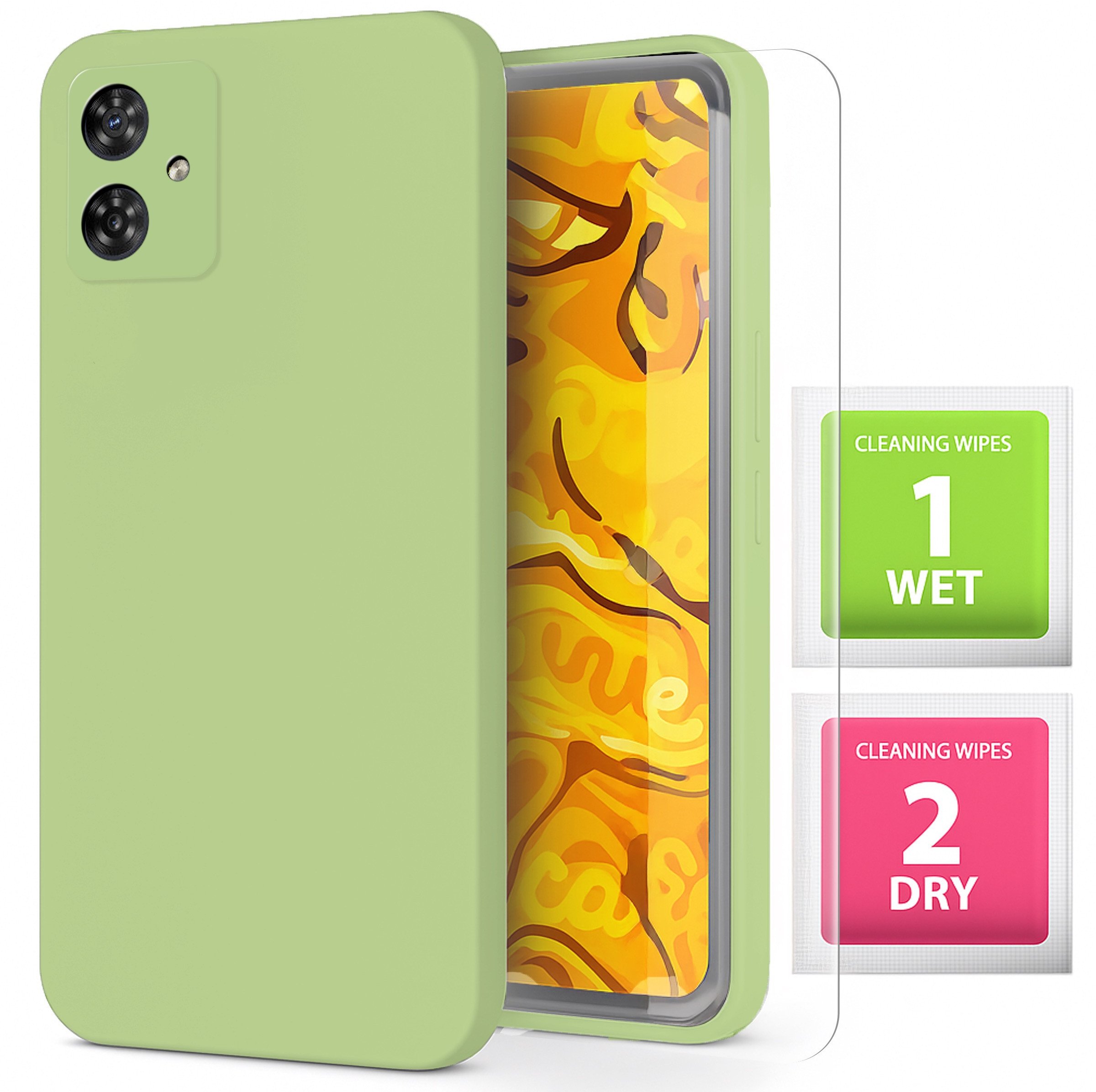 Etui Do Motorola Moto G54 5G (Miętowe, Matowe, Silikonowe, Plecki) Szkło