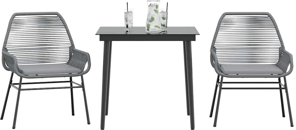 vidaXL 3-częściowy zestaw ogrodowy z poduszkami szary polirattan szkło