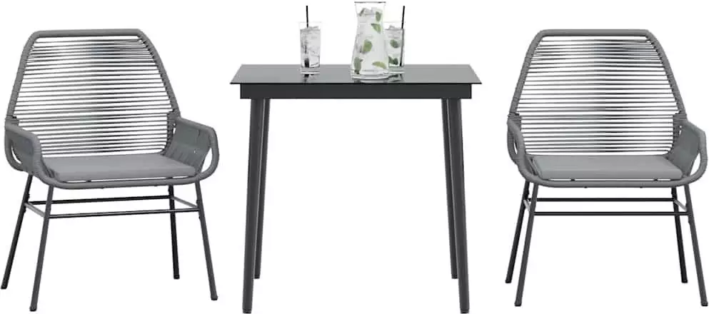 vidaXL 3-częściowy zestaw ogrodowy z poduszkami szary polirattan szkło