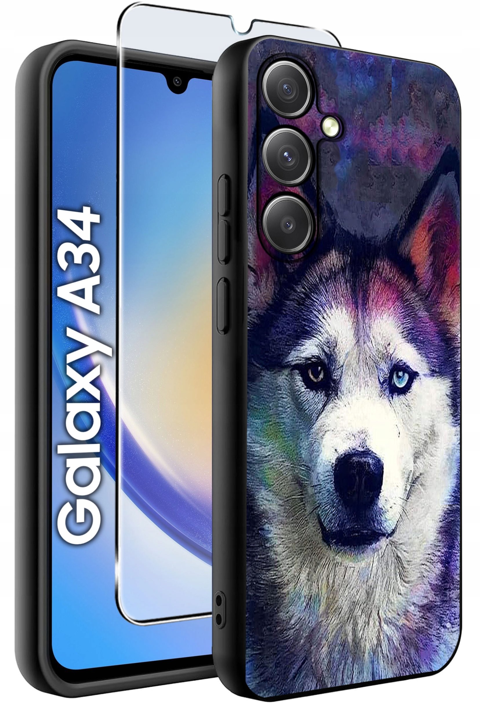 ETUI do Samsung A34 5G WZORY | SILIKONOWE MATT CASE + SZKŁO 9H