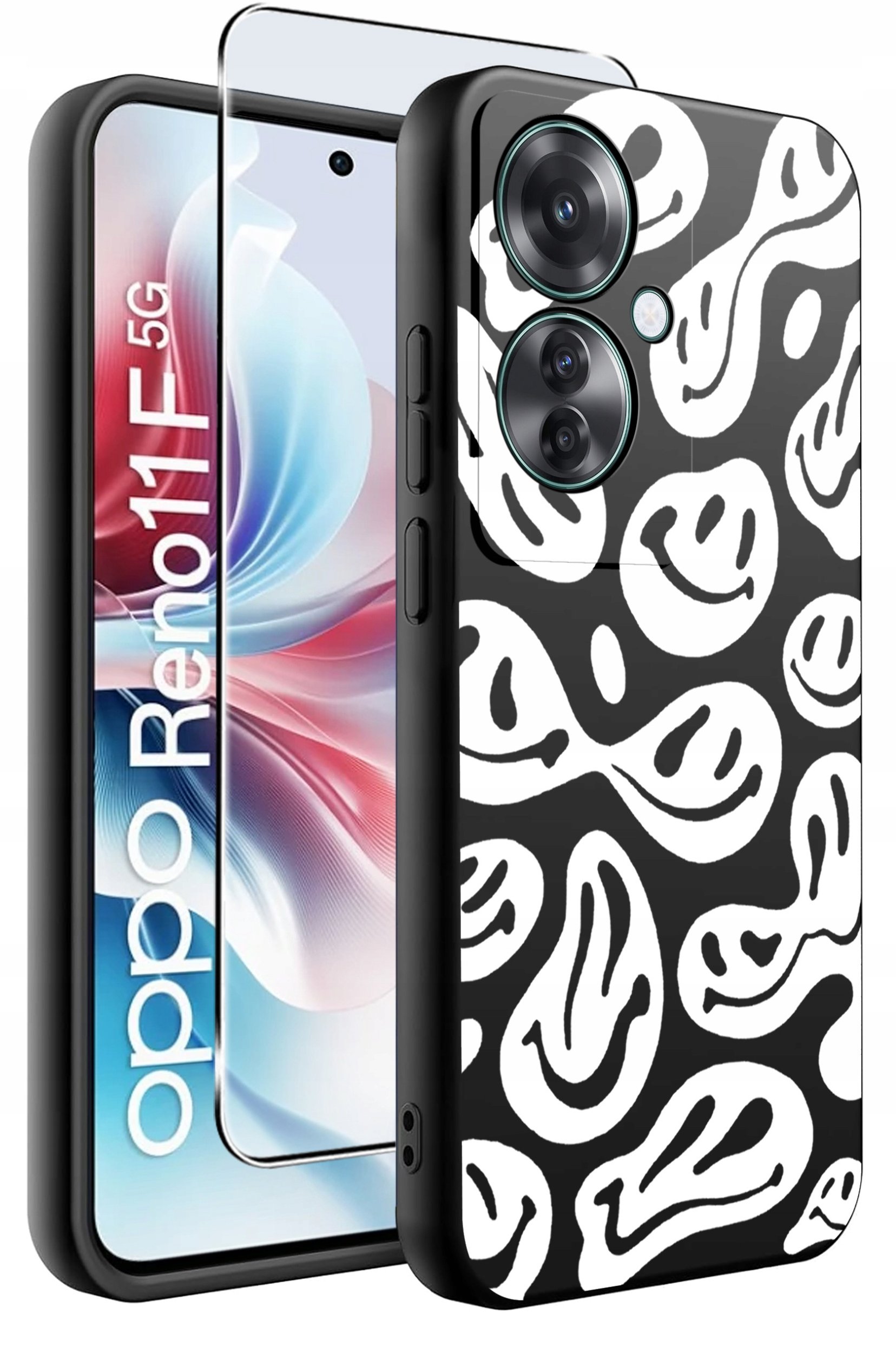 ETUI do Oppo Reno11 F 5G WZORY | SILIKONOWE MATT CASE + SZKŁO HARTOWANE 9H