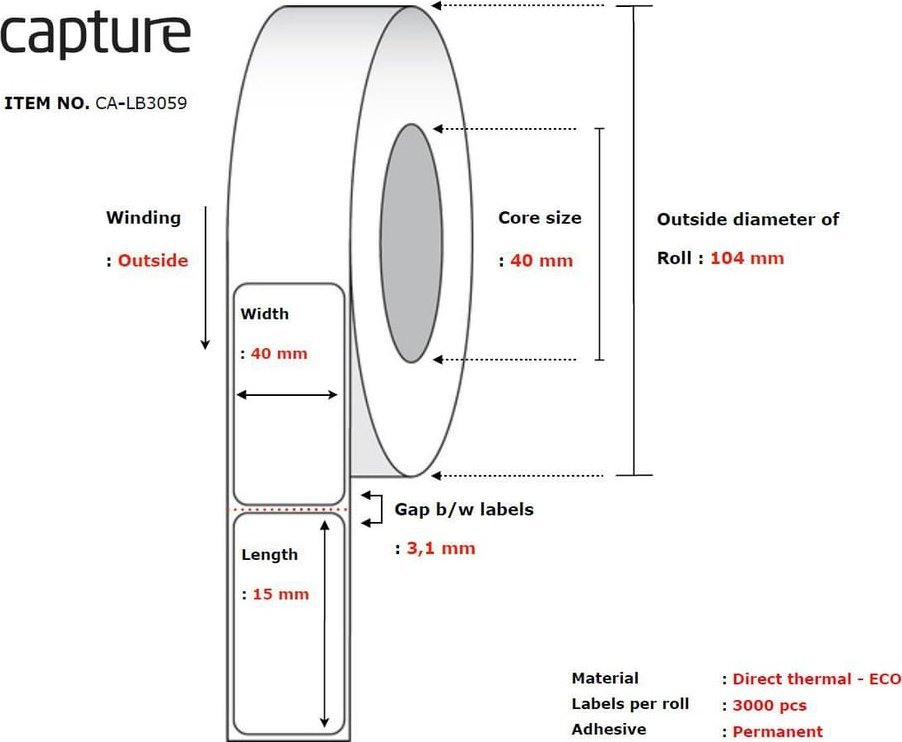Capture Label 40x15, Core 40,