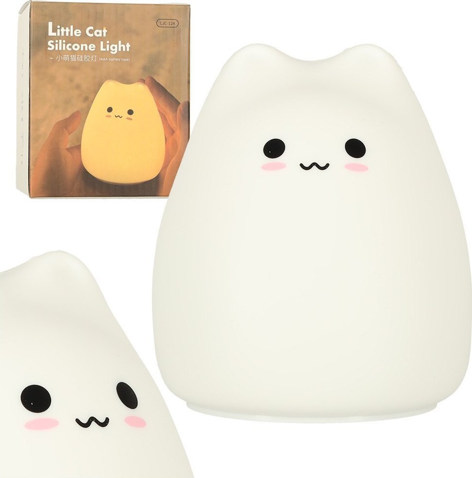 Lampki choinkowe Lampka nocna silikonowa biała kotek