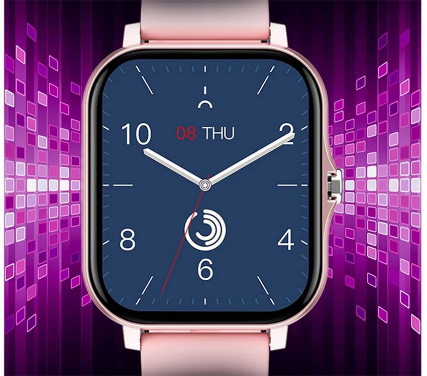 Smartwatch zegarek damski męski gumowy pasek sport bluetooth rozmowy różowy