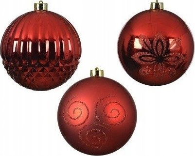 Kaemingk Bombka choinkowa zdobiona czerwona 14 cm