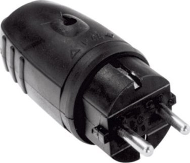 Bachmann Gumowa wtyczka z uziemieniem BACHMANN, czarna, bez zabezpieczenia przed załamaniem, z możliwością montażu