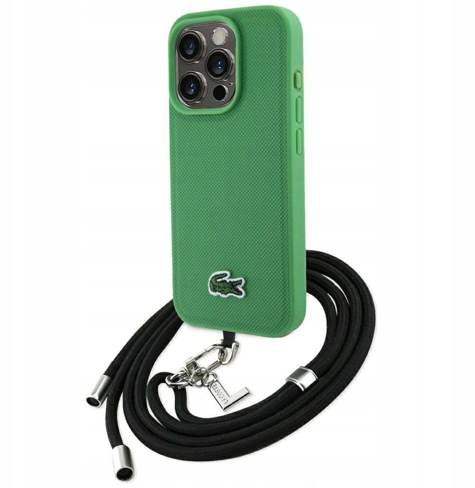 Etui Lacoste Iconic Petit Pique Crossbody Cord MagSafe do iPhone 15 Pro zielony