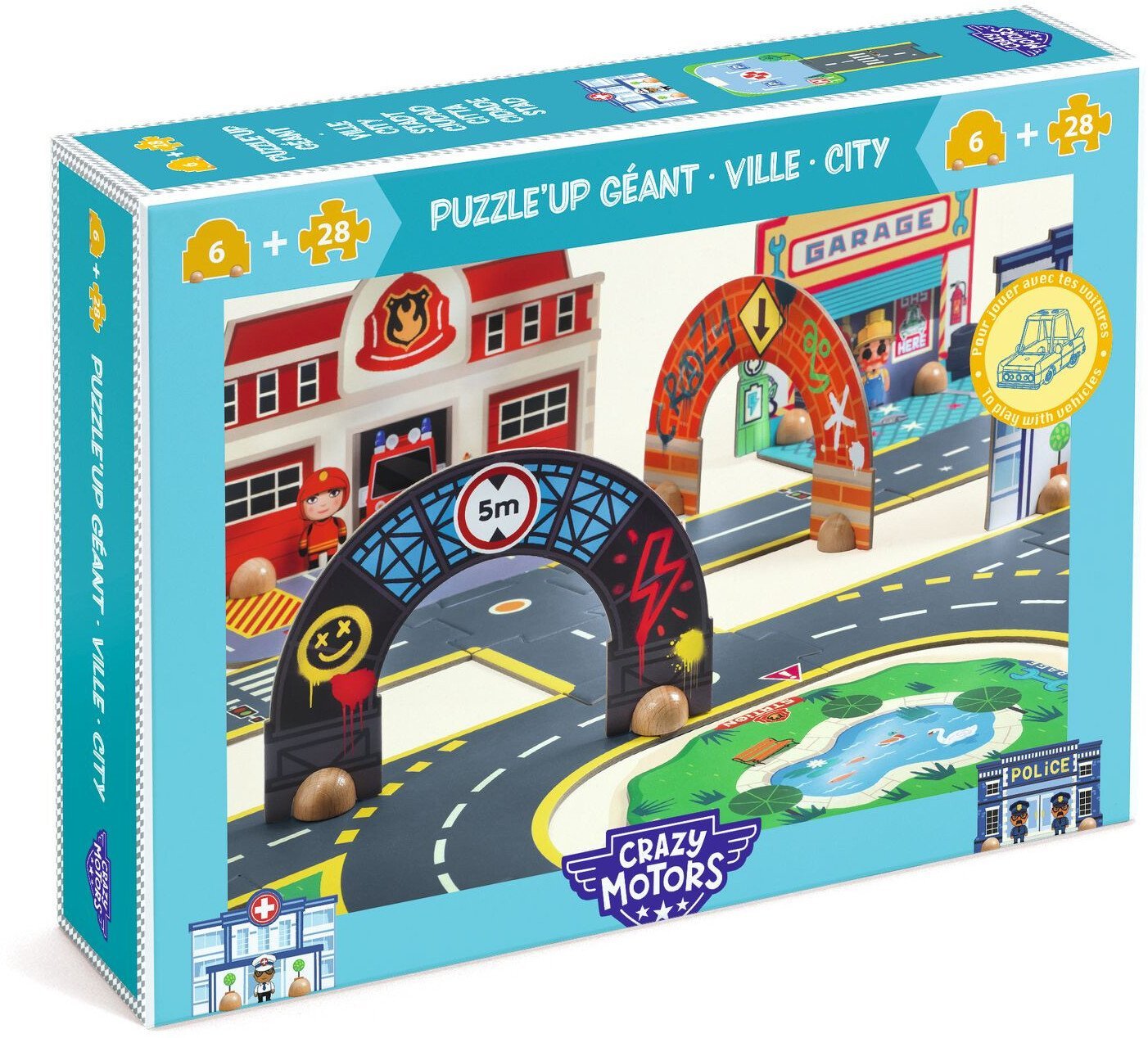 Djeco Crazy motors Ogromna układanka - Miasto (34 det.)