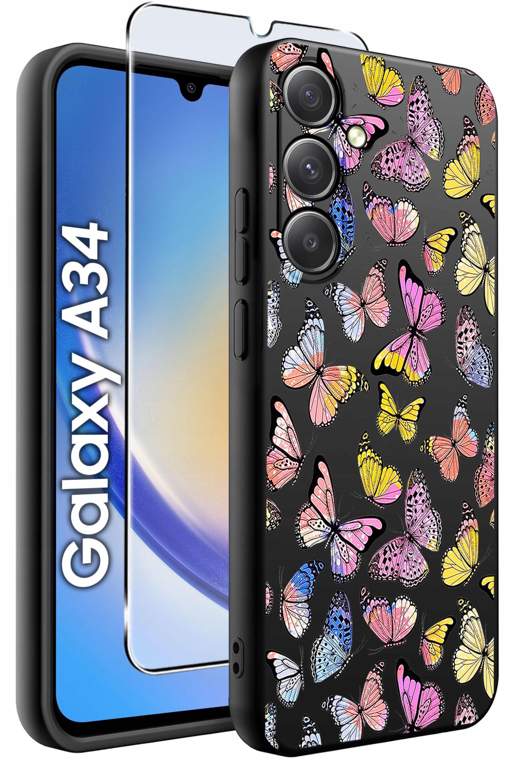 ETUI do Samsung A34 5G WZORY | SILIKONOWE MATT CASE + SZKŁO 9H