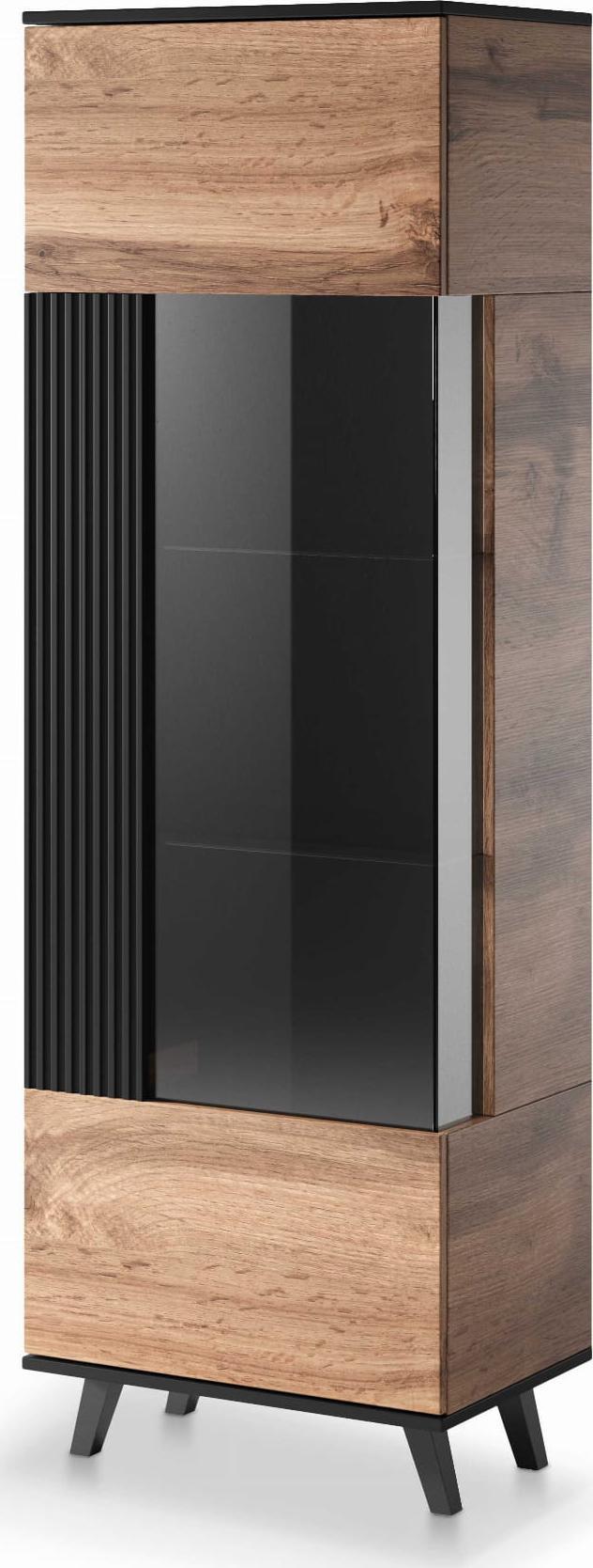 Halmar WNĘTRZARSKIE RANDOM W-1 witryna dąb wotan/czarny (2p=1szt)