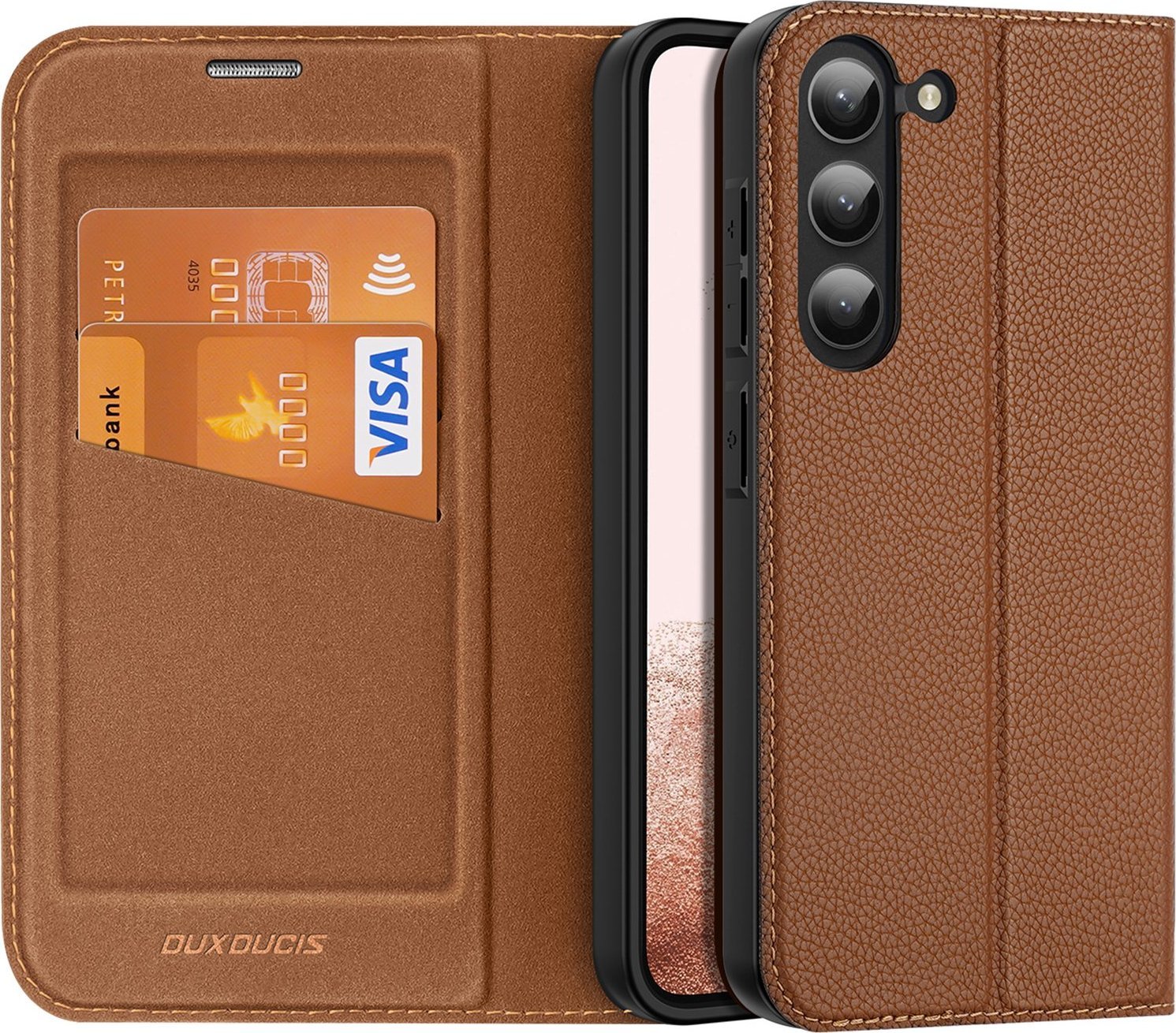 Dux Ducis Skin X2 etui Samsung Galaxy S23+ pokrowiec z klapką portfel podstawka brązowe