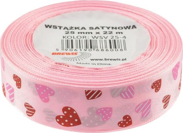 BREWIS Wstążka satynowa serca 25mm kolor 4 Brewis