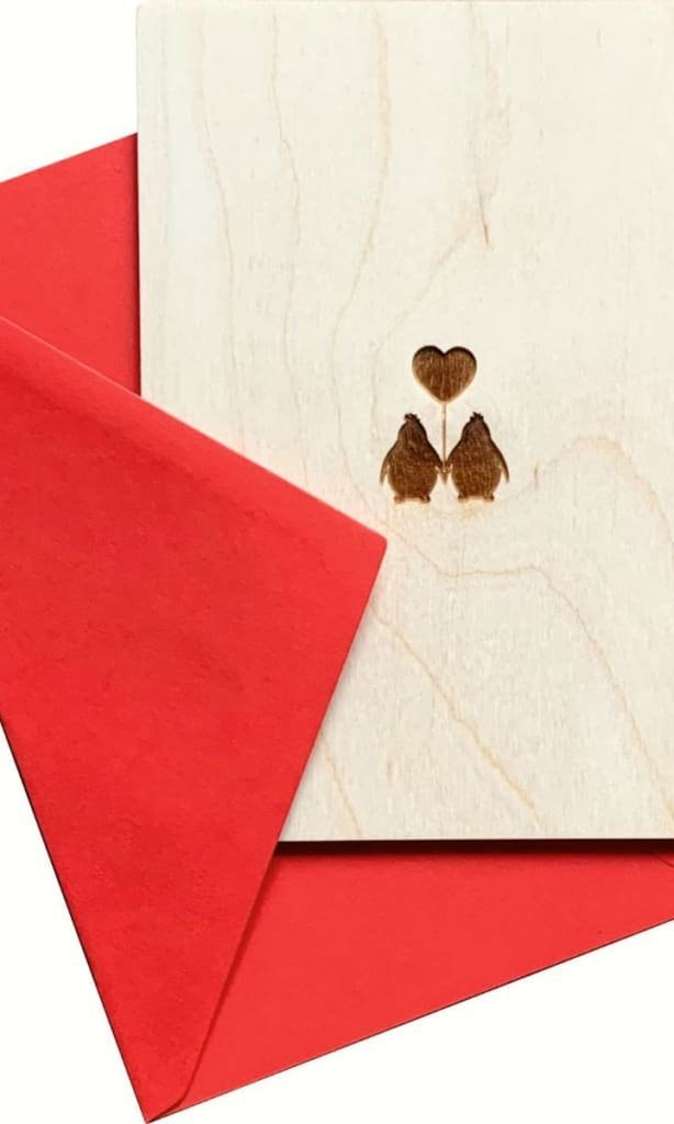 POSTWOOD Pocztówka na Walentynki z pingwinami